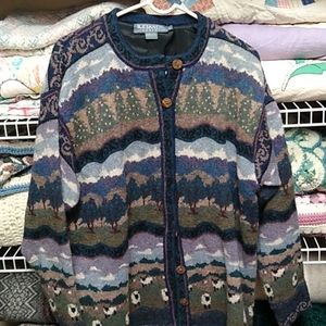 Lined cardigan sweater